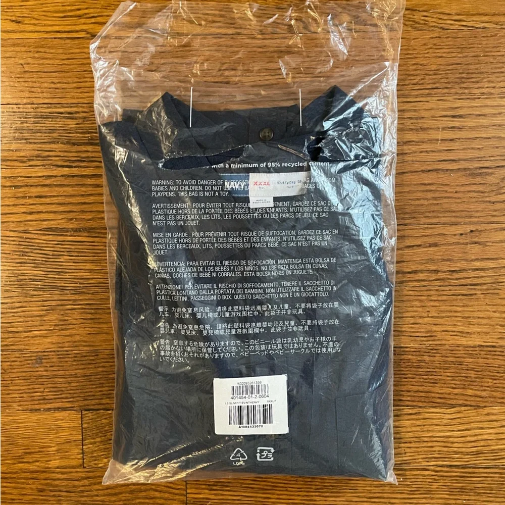 NWT Tall Thin Lightweight Navy Blue Button Down Shirt - Picture 7 of 7